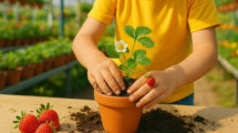 Piantiamo le fragole, da Steflor con i laboratori per bambini